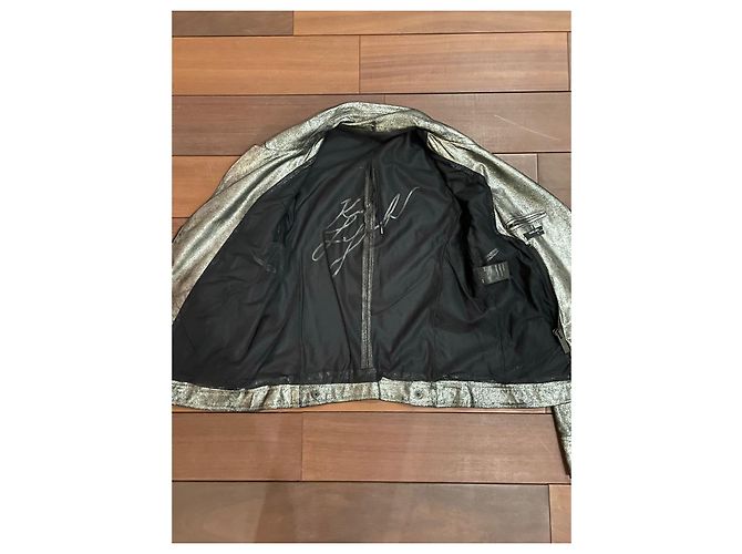 Karl Lagerfeld Lederjacke Perfecto in Silber - Ansicht 5