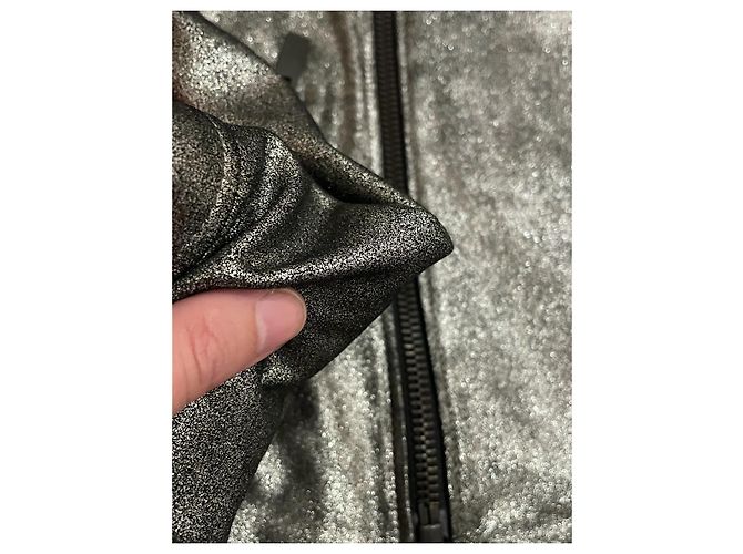 Karl Lagerfeld Lederjacke Perfecto in Silber - Ansicht 8