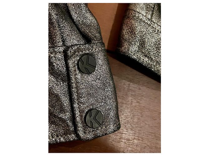 Karl Lagerfeld Lederjacke Perfecto in Silber - Ansicht 9