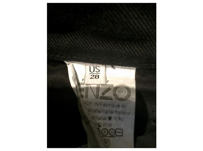 Vaqueros Kenzo con vuelta de marca en blanco y negro - vista 3