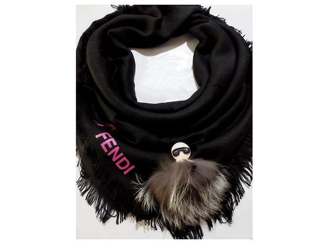 Fendi Schal aus schwarzem Kaschmir - Ansicht 10