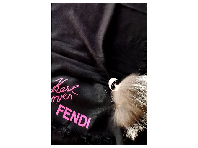 Fendi Schal aus schwarzem Kaschmir - Ansicht 2