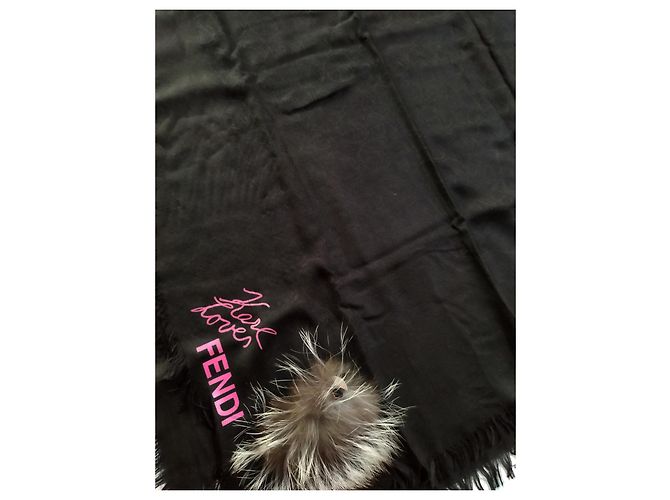 Fendi Schal aus schwarzem Kaschmir - Ansicht 3