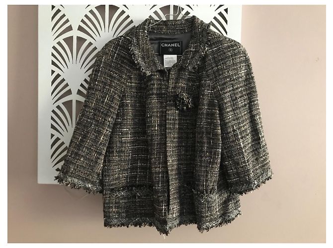 Chanel terninho Marrom Preto Bege - vista 17