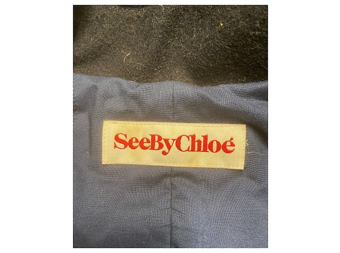 See by Chloé See by Chloe Wintermantel aus marineblauem Polyester - Ansicht 4