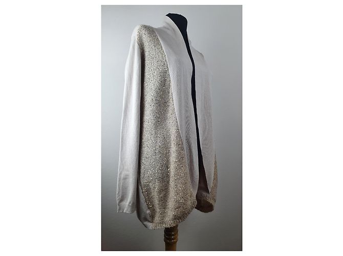Autre Marque Timo Strickjacke Beige Mohair und Pailletten Größe S - Ansicht 2