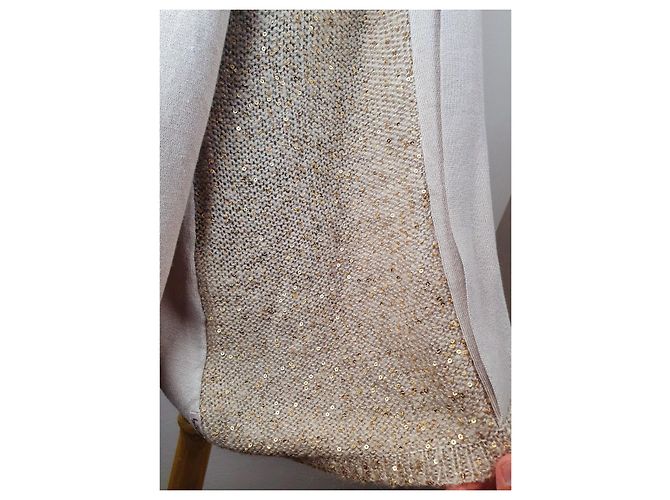 Autre Marque Timo Strickjacke Beige Mohair und Pailletten Größe S - Ansicht 4