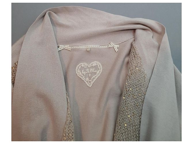 Autre Marque Timo Strickjacke Beige Mohair und Pailletten Größe S - Ansicht 5