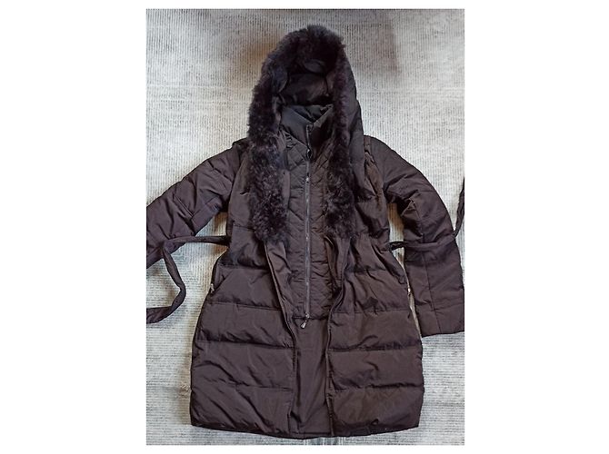 Autre Marque Chaqueta de Plumón Marrón con Borde de Piel Castaño - vista 3