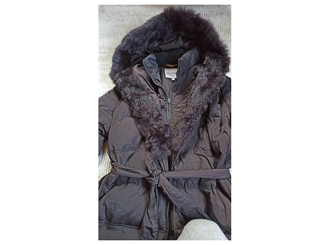 Autre Marque Chaqueta de Plumón Marrón con Borde de Piel Castaño - vista 8