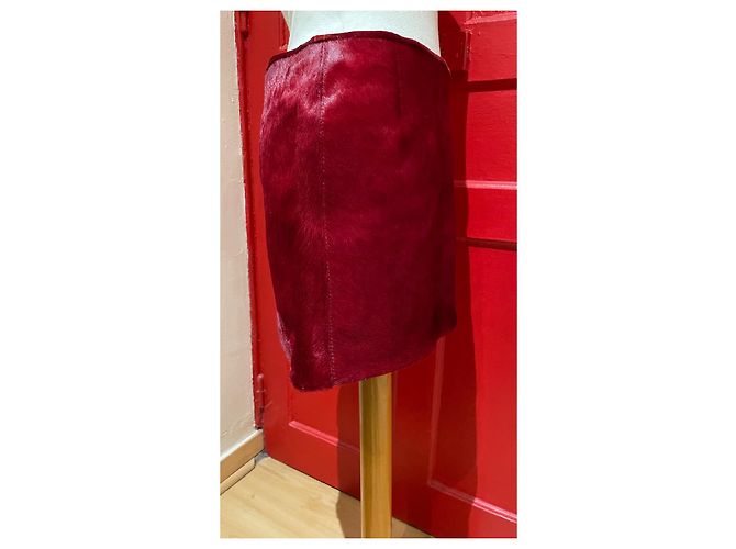 Autre Marque Minifalda Tricot Chic de cuero roja Talla 38 - vista 2