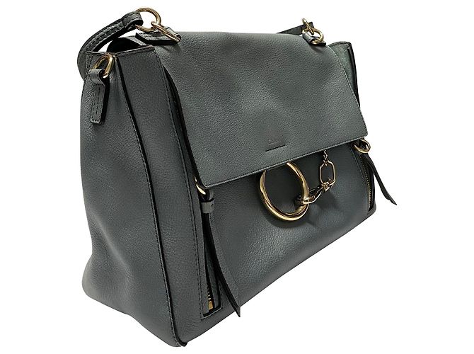 Borsa a spalla Chloé Faye in pelle di vitello Blu Grigio - vista 2