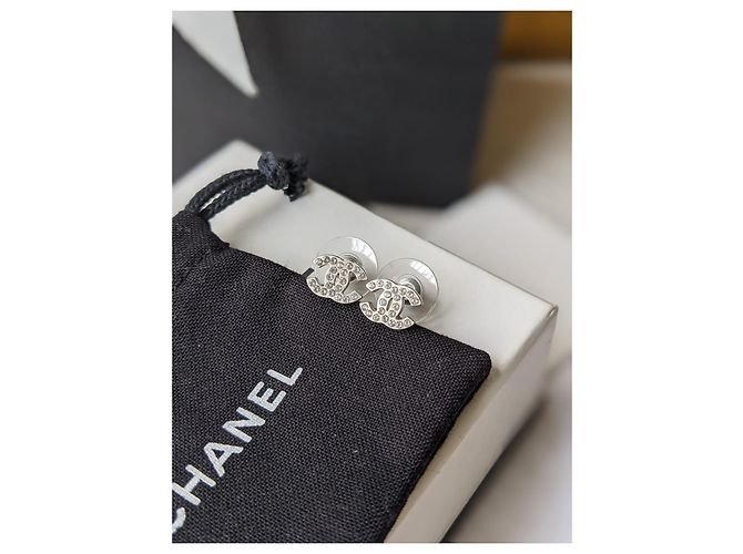 Chanel CC Classic Timeless Collana e orecchini Crystal SHW Set Argento - vista 13
