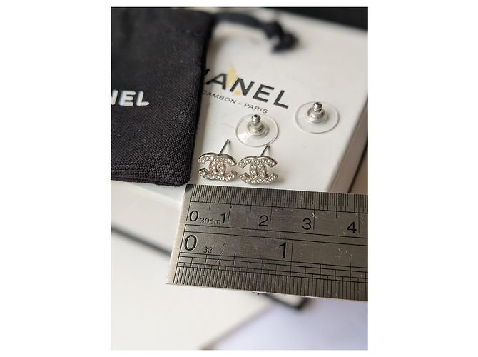 Chanel CC Classic Timeless Collana e orecchini Crystal SHW Set Argento - vista 14