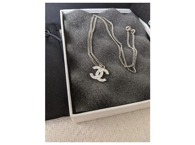 Chanel CC Classic Timeless Collana e orecchini Crystal SHW Set Argento - vista 16