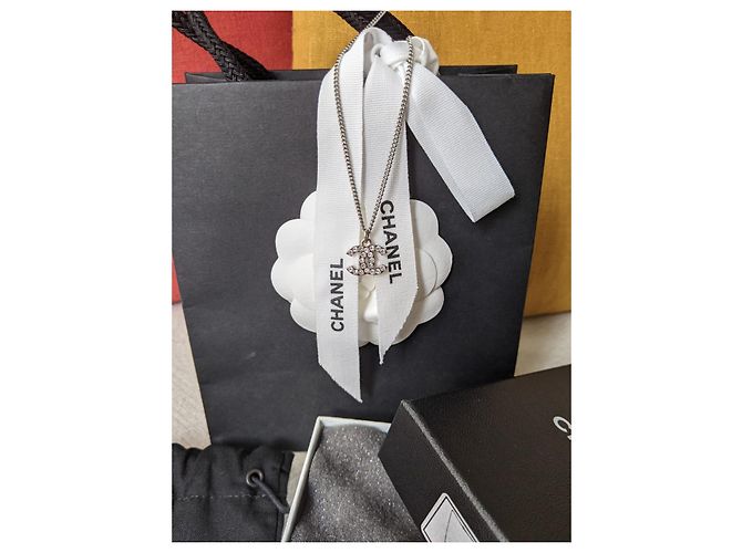 Chanel CC Classic Timeless Collana e orecchini Crystal SHW Set Argento - vista 17