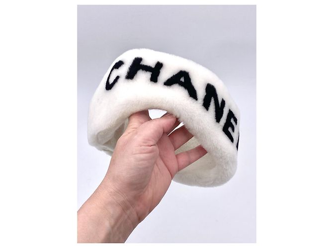 Fascia Chanel pelliccia bianca onesize nuova Nero Bianco - vista 4
