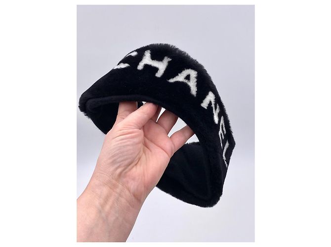 Fascia capelli Chanel pelliccia nera nuova Nero - vista 6
