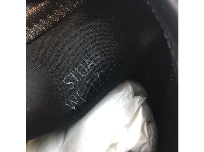 Stuart Weitzman Black Leather Ankle Mitten Plonge Boots - view 12