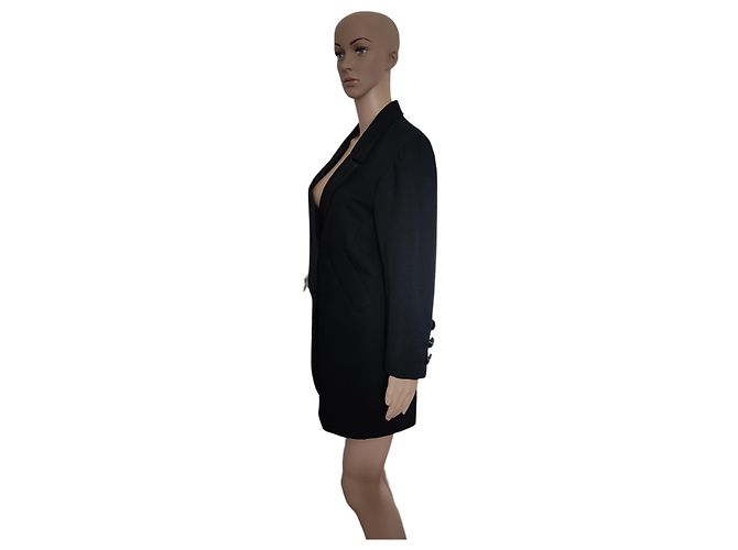 Yves Saint Laurent Giacca smoking lunga in lana nera Nero - vista 4