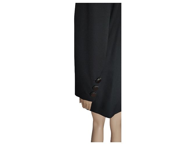 Yves Saint Laurent Giacca smoking lunga in lana nera Nero - vista 5