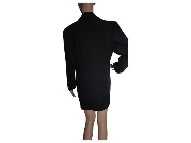 Yves Saint Laurent Giacca smoking lunga in lana nera Nero - vista 6