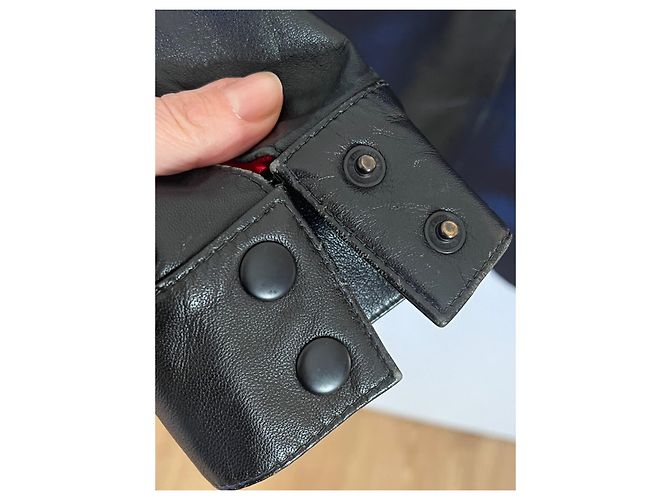 Kenzo Jeans Lederjacke schwarz mit Stickerei - Ansicht 4