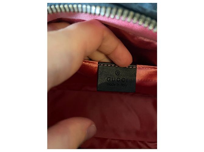 Borsa a mano Gucci Marmont Small in velluto nero e rosa Arancione Verde scuro Gold hardware - vista 4