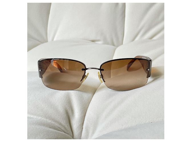 Gafas de sol Chanel CC Swarovski cristales sin montura marrones Castaño - vista 3