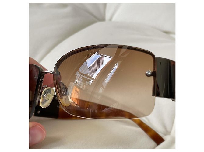 Gafas de sol Chanel CC Swarovski cristales sin montura marrones Castaño - vista 6