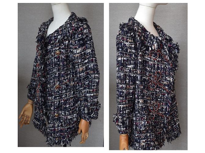 Chanel 8500 € Jaqueta Lesage Tweed Multicor Azul marinho Azul escuro - vista 11