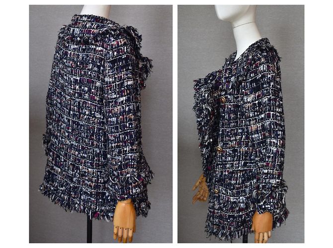 Chanel 8500 € Jaqueta Lesage Tweed Multicor Azul marinho Azul escuro - vista 12