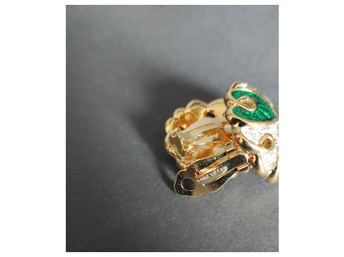 Pendientes Nina Ricci de resina verde y strass blancos - vista 5