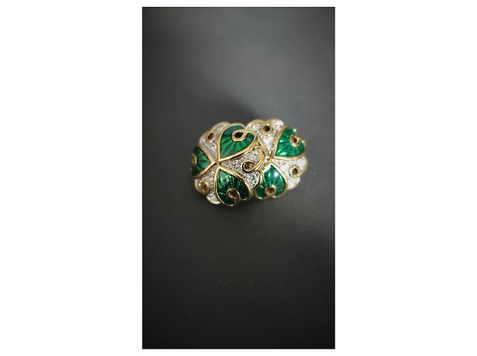 Pendientes Nina Ricci de resina verde y strass blancos - vista 6