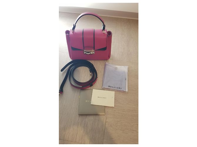 Mini borsa Bulgari Serpenti in pelle rosa - vista 2