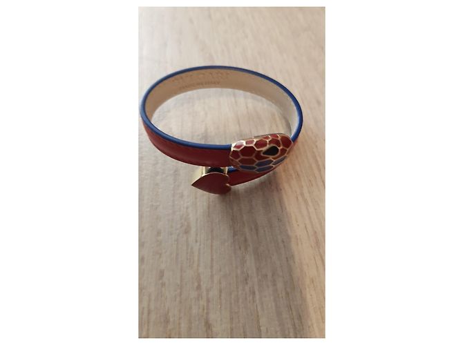 Autre Marque Bracciale Bvlgari Serpenti Forever in pelle rosso - vista 2
