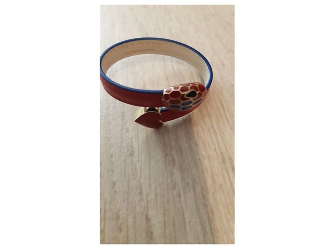 Autre Marque Bracciale Bvlgari Serpenti Forever in pelle rosso - vista 3