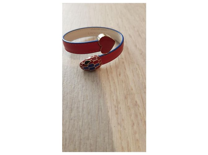 Autre Marque Bracciale Bvlgari Serpenti Forever in pelle rosso - vista 6