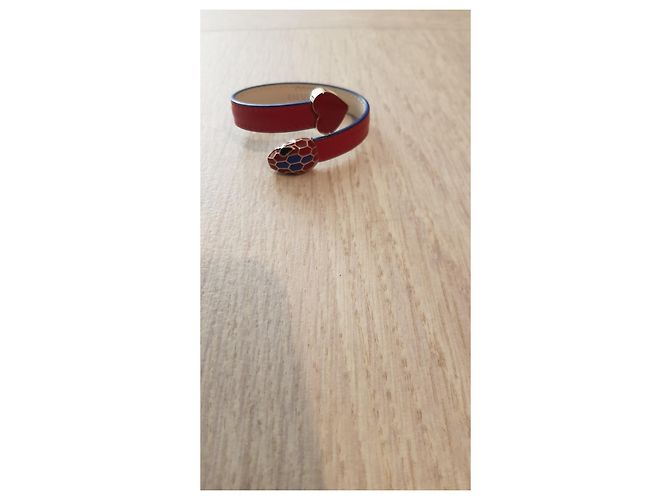 Autre Marque Bracciale Bvlgari Serpenti Forever in pelle rosso - vista 7