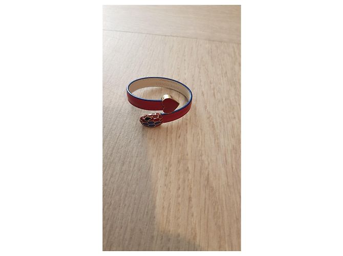 Autre Marque Bracciale Bvlgari Serpenti Forever in pelle rosso - vista 8