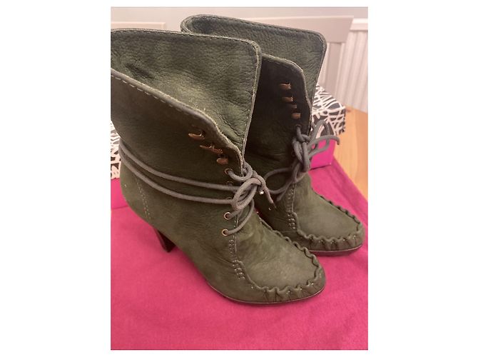 Diane Von Furstenberg Stivaletto stringato DvF Jameson in nabuk Cachi - vista 14