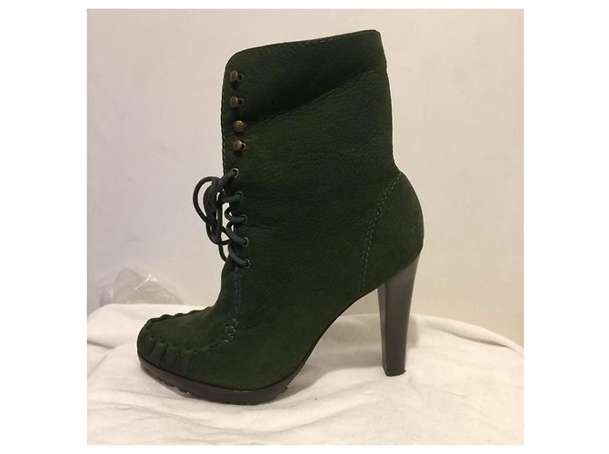 Diane Von Furstenberg Stivaletto stringato DvF Jameson in nabuk Cachi - vista 3