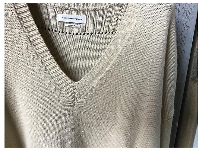Isabel Marant Etoile Maglione in lana beige con scollo a V - vista 2