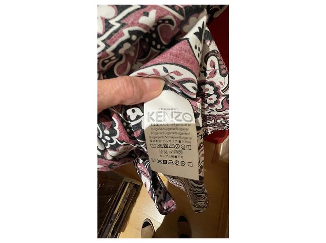 Vestido Kenzo de algodón negro blanco burdeos - vista 11