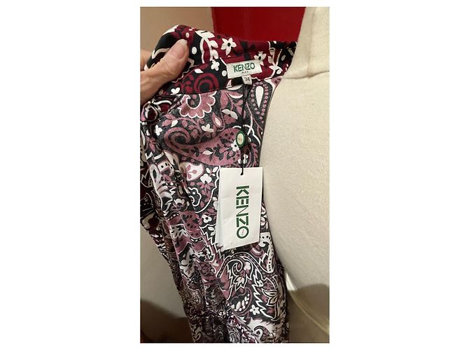 Vestido Kenzo de algodón negro blanco burdeos - vista 4