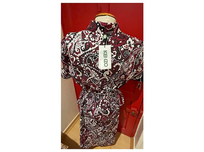 Vestido Kenzo de algodón negro blanco burdeos - vista 6