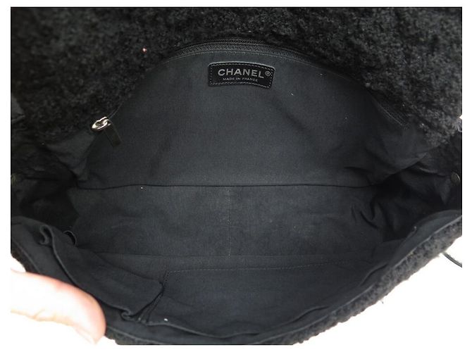Borsa Chanel 2.55 BORSA A MANO GRANDE GM BLACK TWEED BANDOULIERE NERA - vista 10