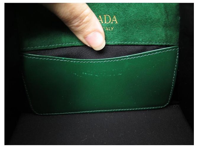 NUOVA BORSA A TRACOLLA ESCADA BORSA A MANO IN CAMOSCIO CAMOSCIO VERDE E NERO - vista 12