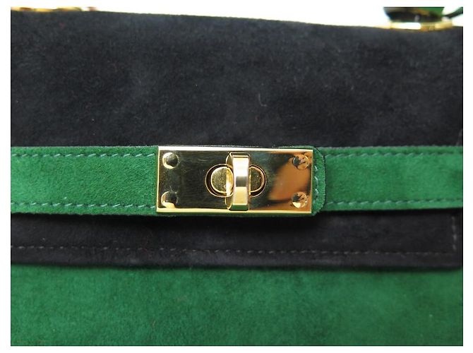 NUOVA BORSA A TRACOLLA ESCADA BORSA A MANO IN CAMOSCIO CAMOSCIO VERDE E NERO - vista 7