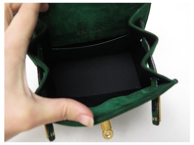 NUOVA BORSA A TRACOLLA ESCADA BORSA A MANO IN CAMOSCIO CAMOSCIO VERDE E NERO - vista 9